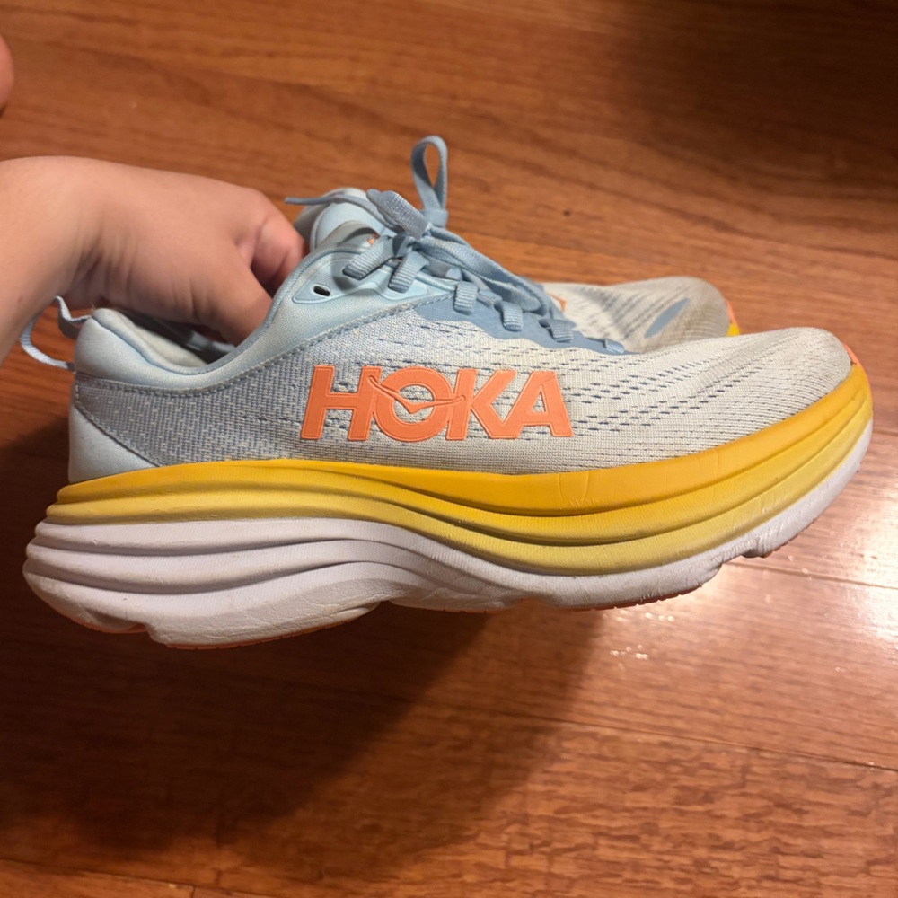 Hoka Women's Light Blue and Yellow Athletic Running Shoes